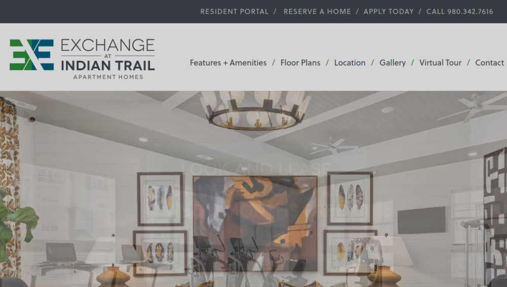 Website screenshot of Exchange Indian Trail