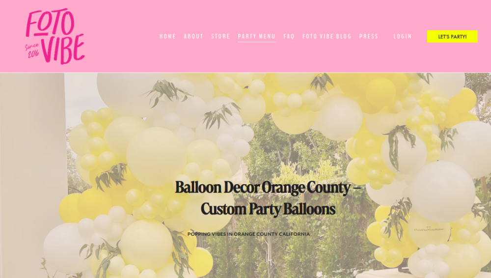 Website screenshot of Foto Vibe