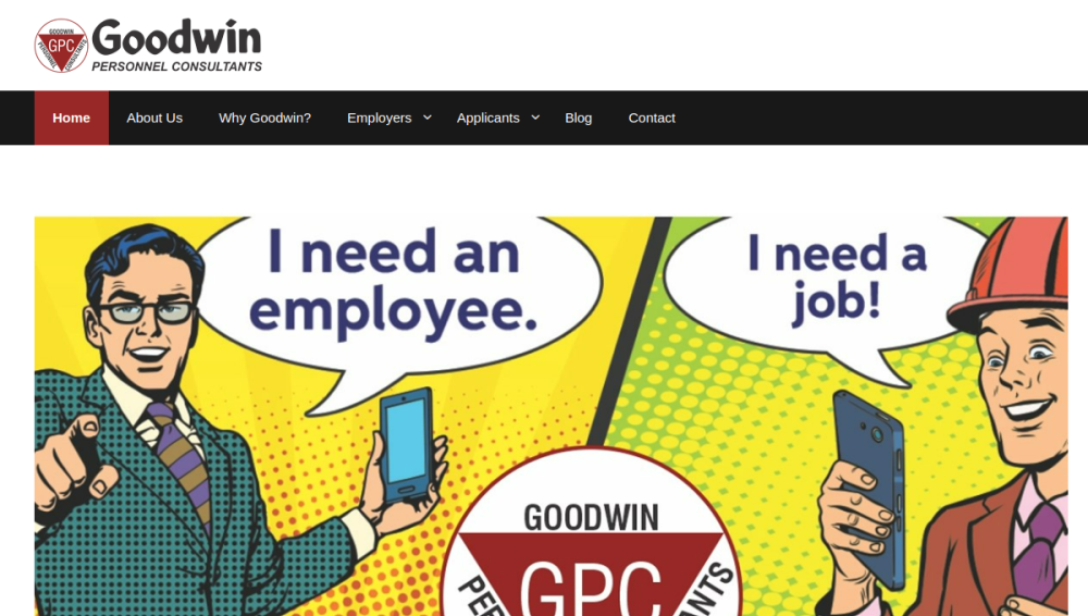 Website screenshot of Goodwin Personnel Consultants