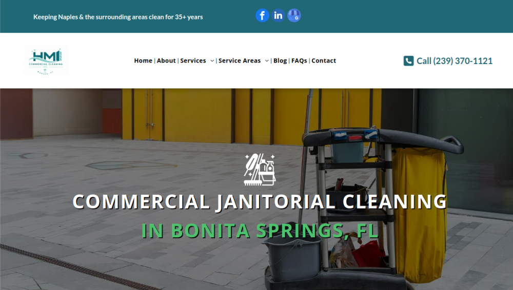 Website screenshot of HMI Commercial Cleaning