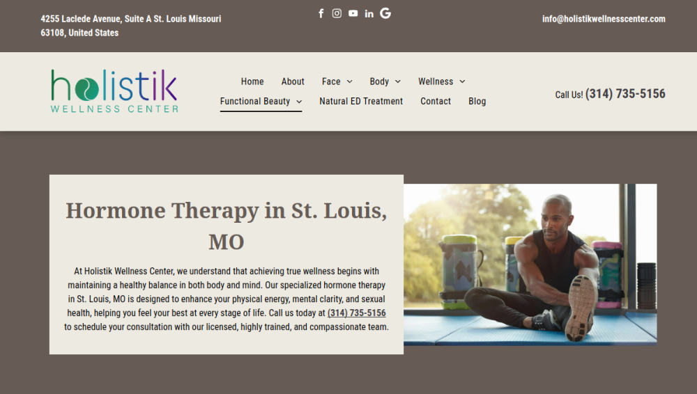 Website screenshot of Holistik Wellness Center