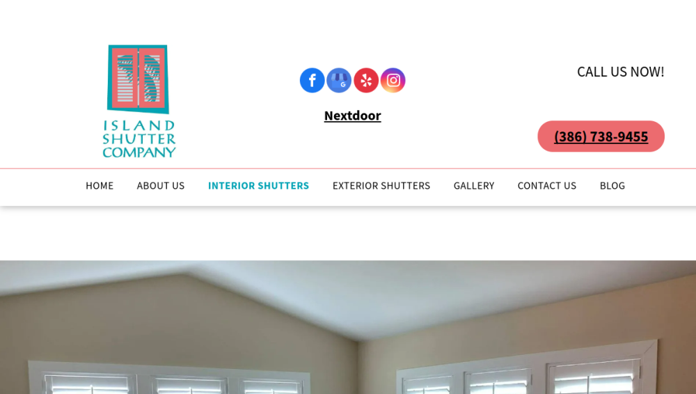 Website screenshot of Island Shutter Company