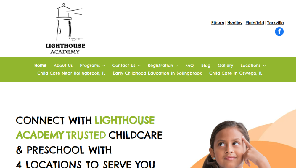 Website screenshot of Lighthouse Academy Plainfield