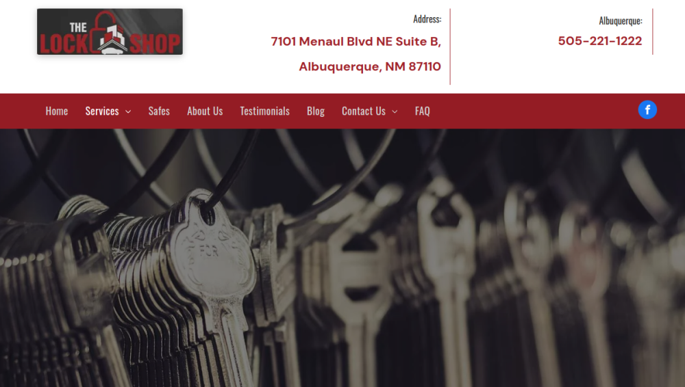 Website screenshot of The Lock Shop