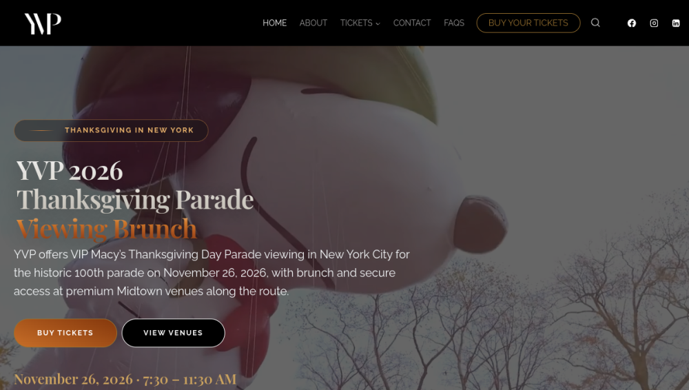 Website screenshot of Your VIP Pass 2025
