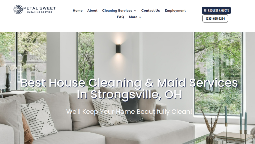 Petal Sweet Cleaning Service website
