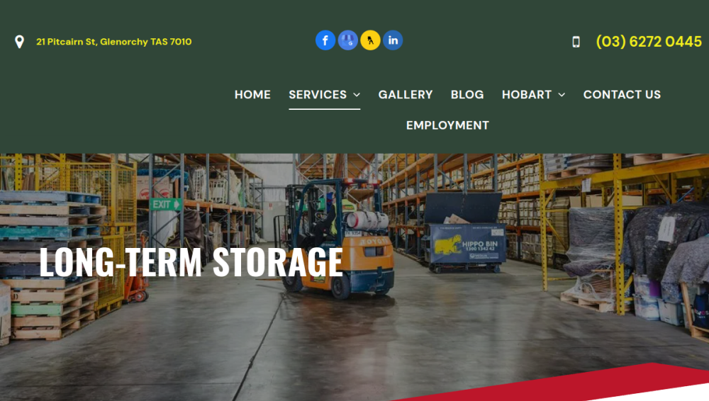 Website screenshot of Radcliffe Transport & Storage Pty Ltd