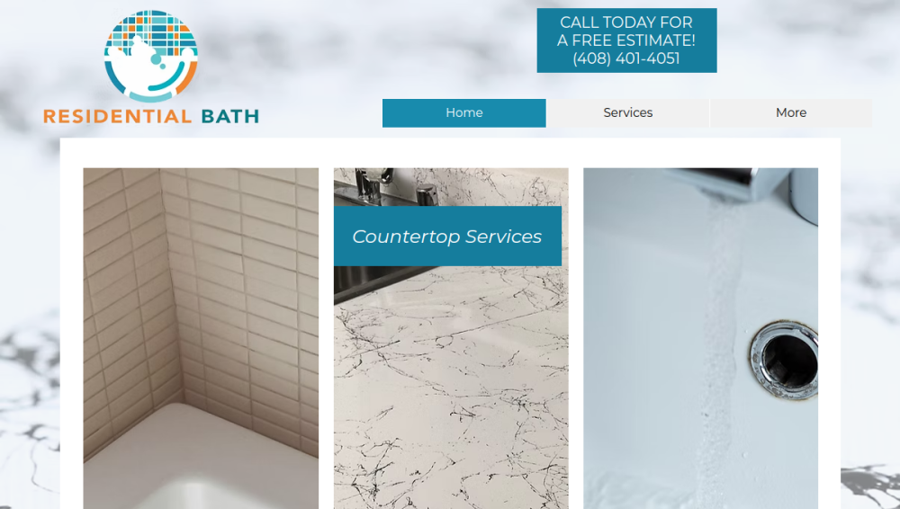 Website screenshot of Residential Bath Inc