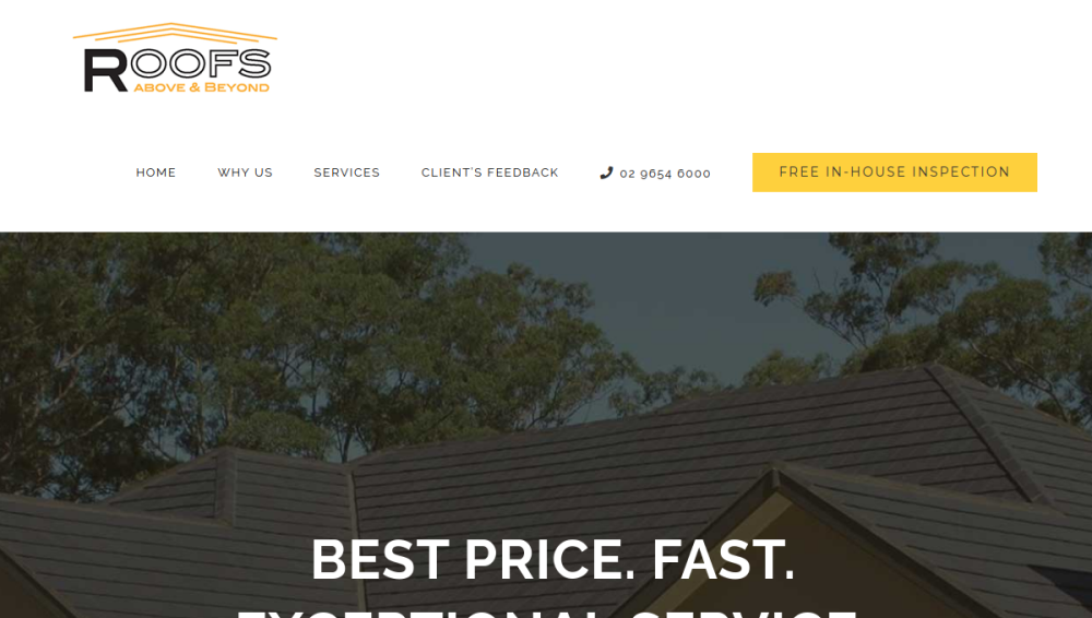 Roofs Above roofing company website