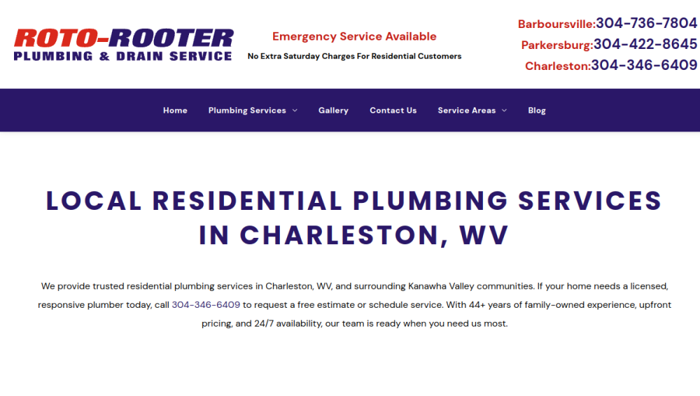 Website screenshot of Roto-Rooter Sewer & Drain Service