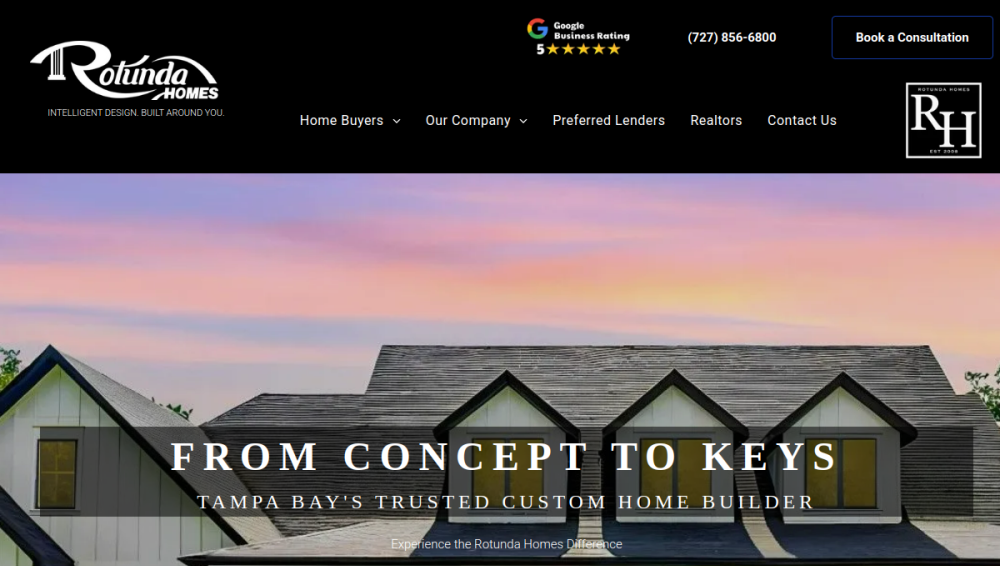 Website screenshot of Rotunda Homes, Inc.