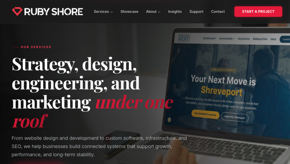 Website screenshot of Ruby Shore Software