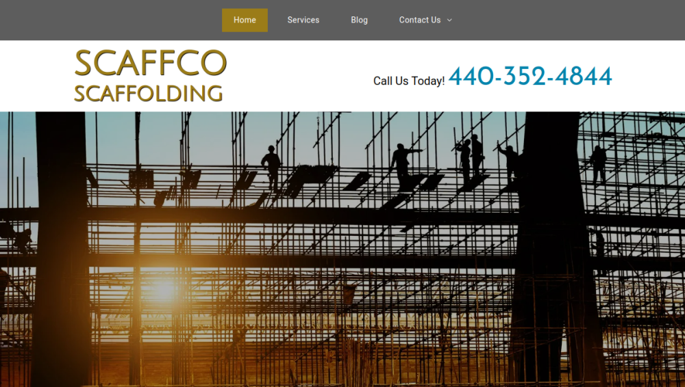 Website screenshot of Scaffco Scaffolding