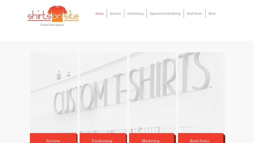 Website screenshot of Shirts On Site Inc.