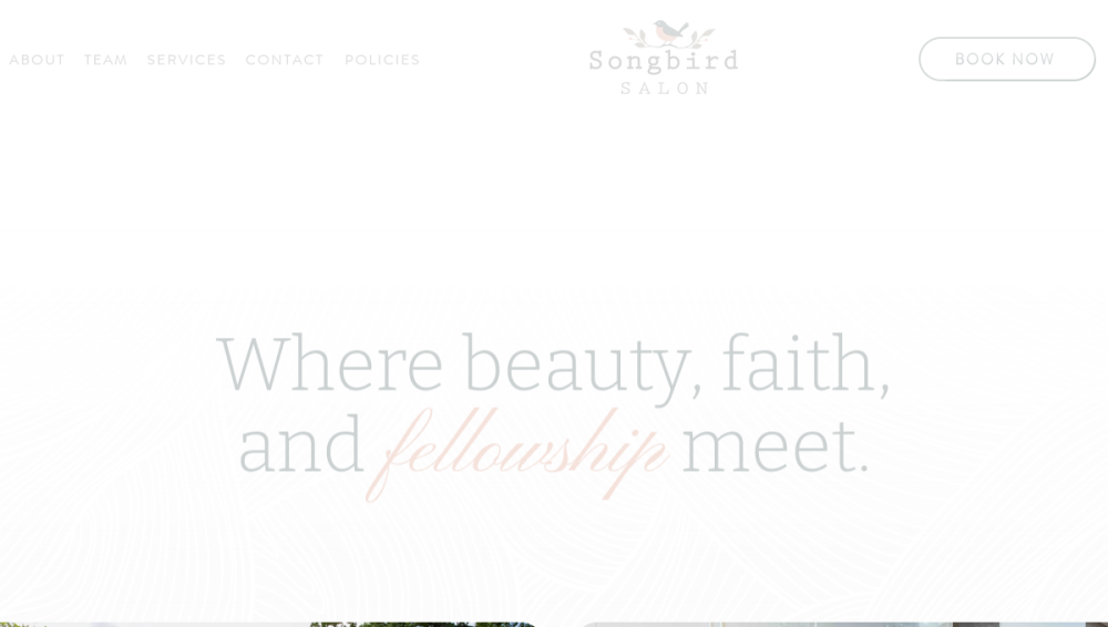 Website screenshot of Songbird Salon