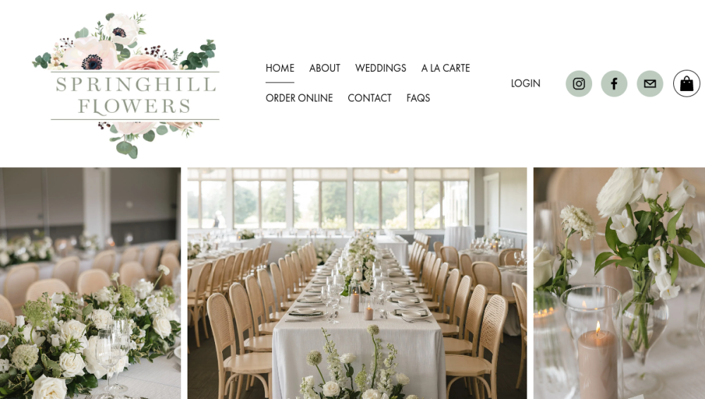 Website screenshot of Springhill Flowers