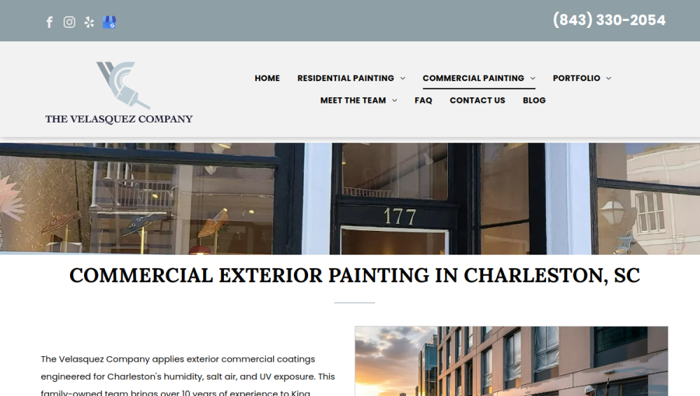 Website screenshot of The Velasquez Company