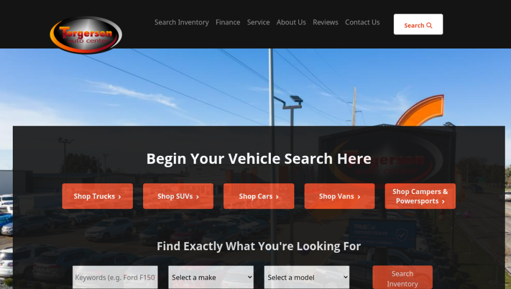 Website screenshot of Torgerson Auto Center