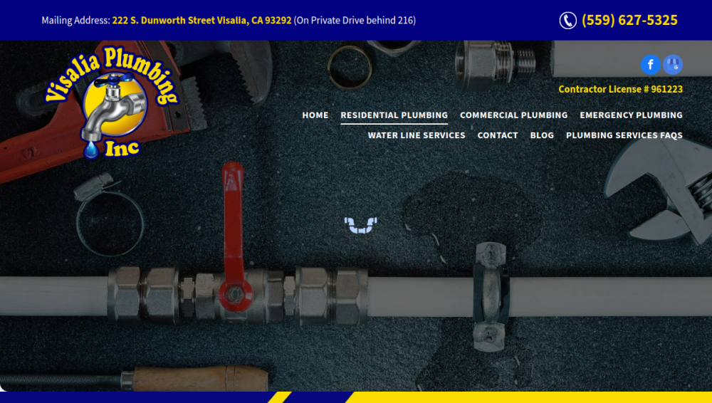 Website screenshot of Visalia Plumbing Inc.