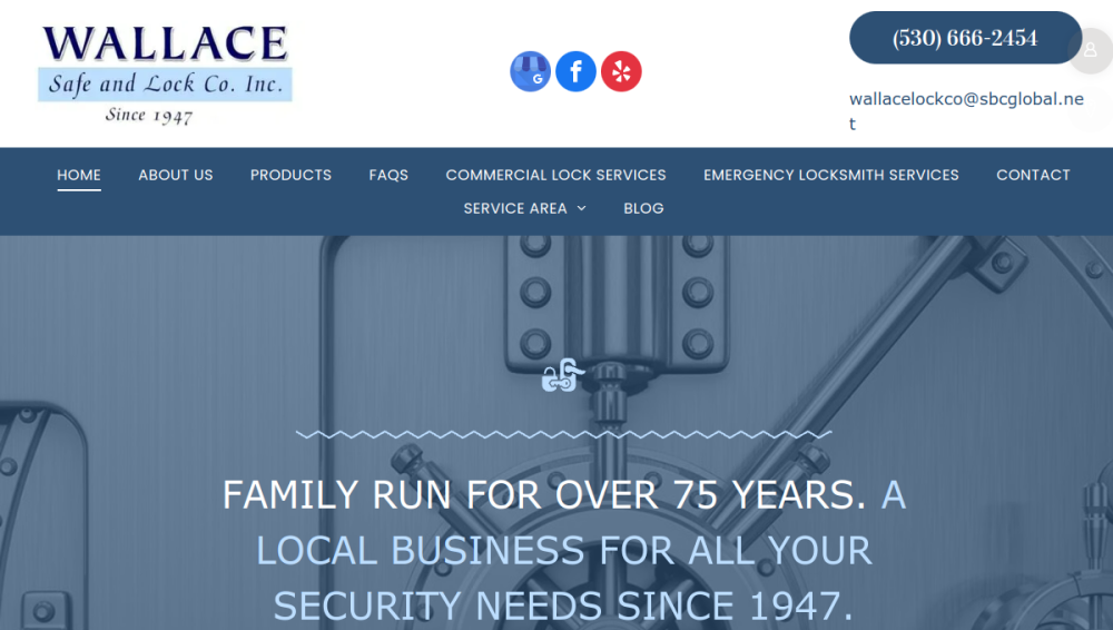 Website screenshot of Wallace Safe And Lock Co. Inc.