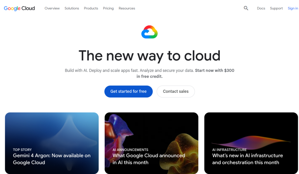 Google Cloud 网站快照