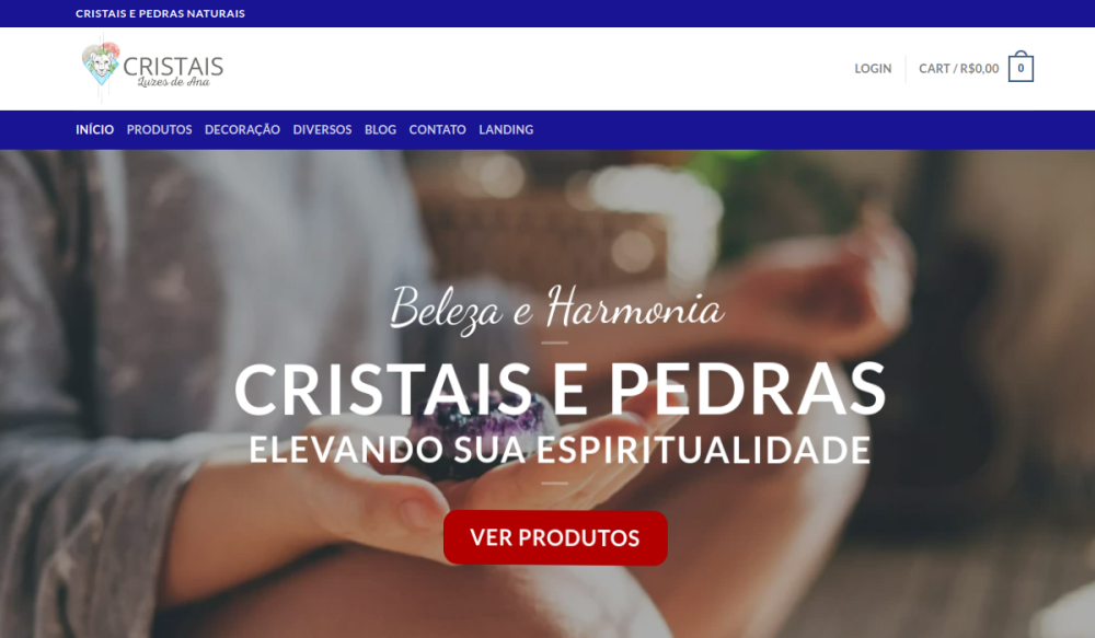 Landing page Cristais Luzes de Ana