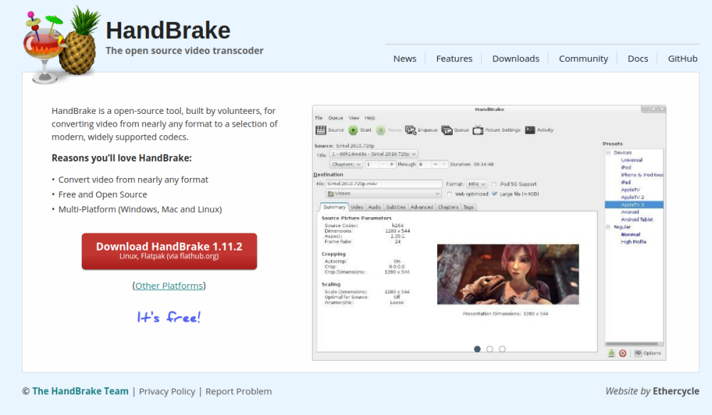 HandBrake 网站快照