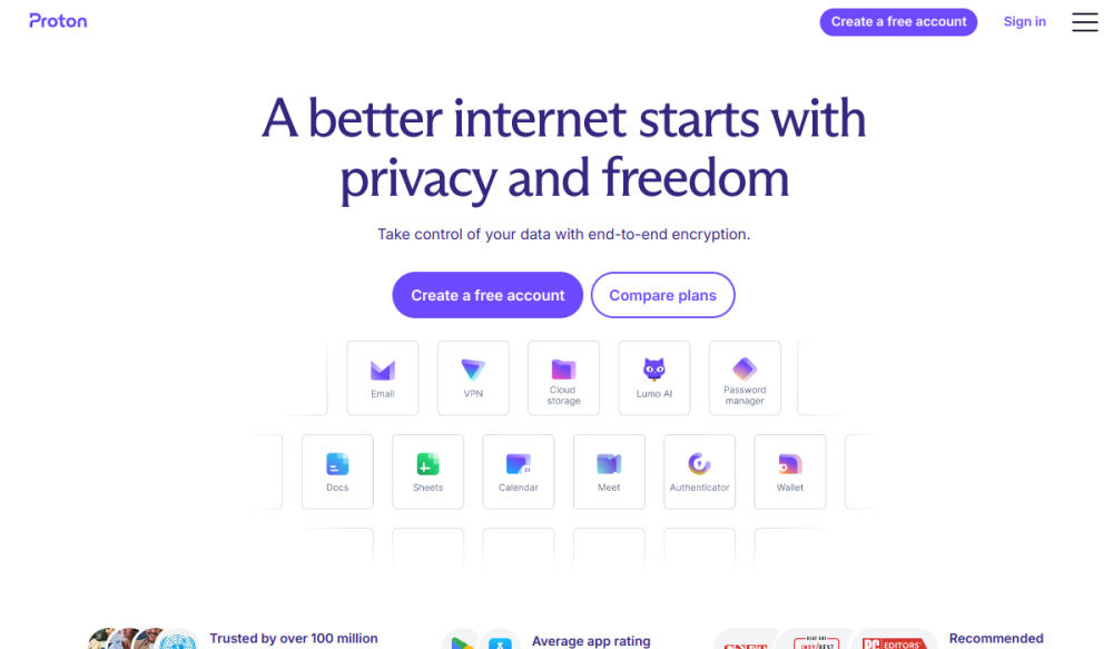 ProtonMail 网站快照