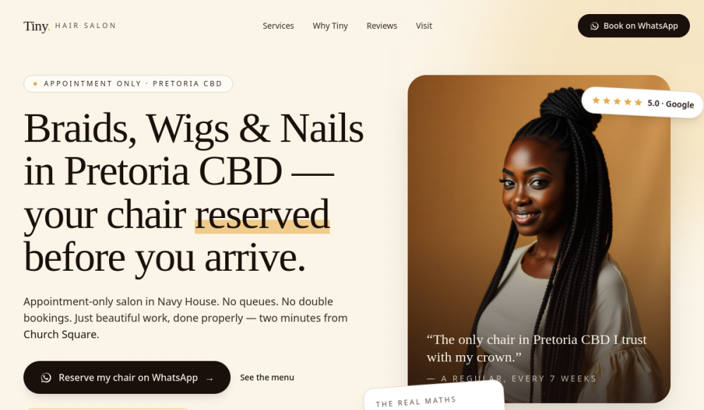 Tiny Hair Salon live deployment screenshot