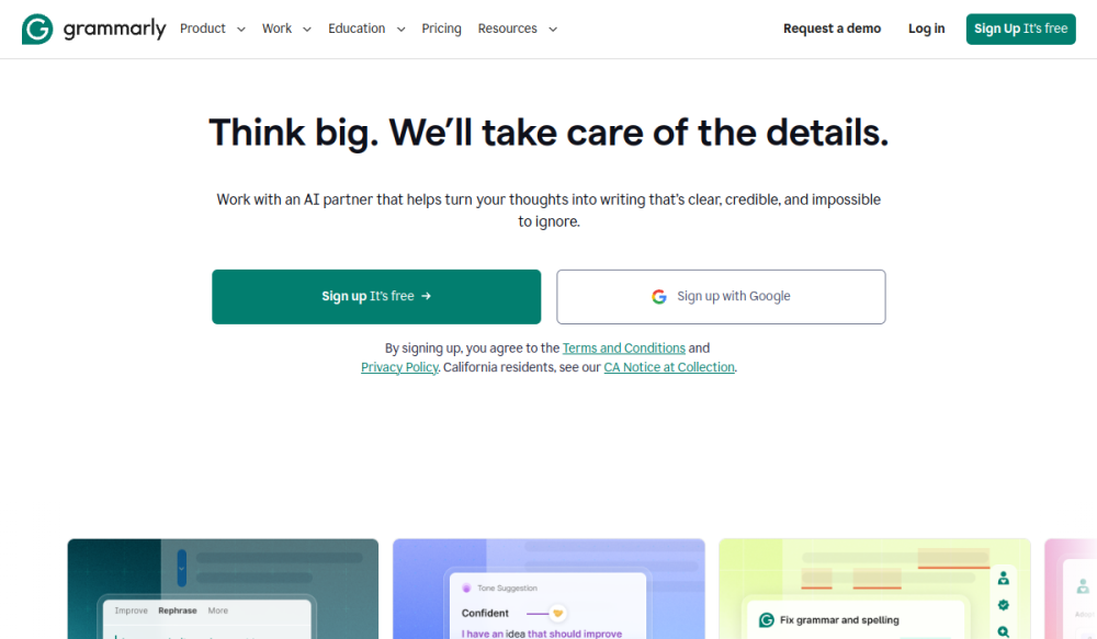 Grammarly 网站快照