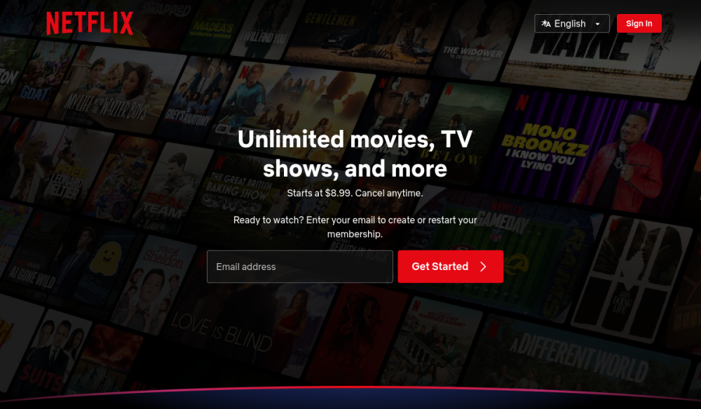 Netflix 网站快照