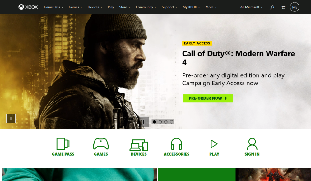 Xbox 网站快照