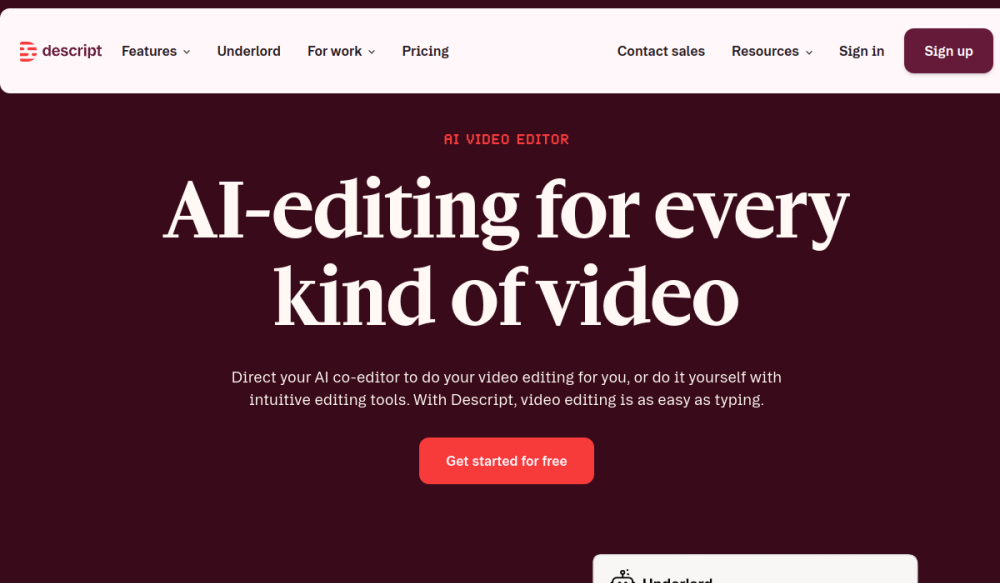 Descript text-based video and audio editing software
