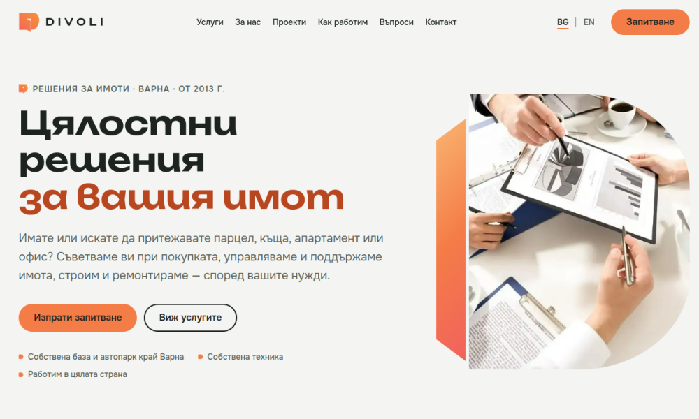 Реален преглед на началната страница на divoli.bg