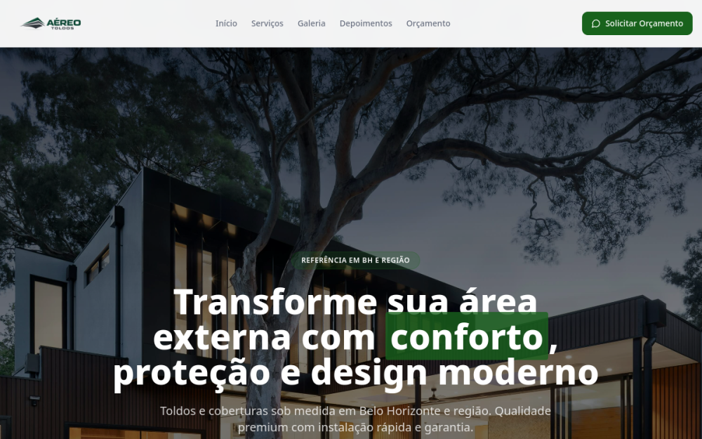 Preview do site Aéreo Toldos