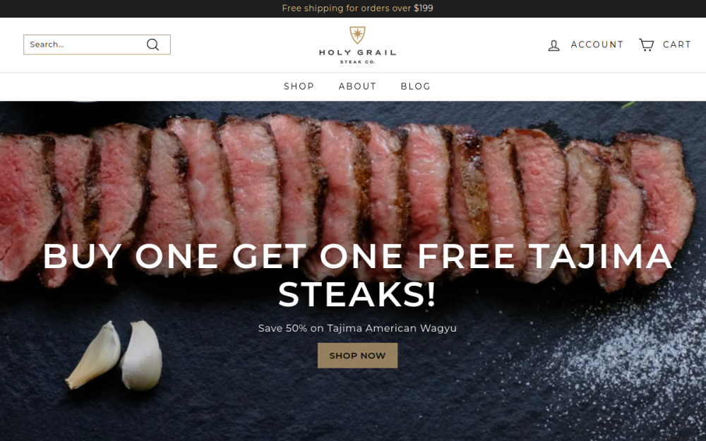 Screenshot of Holy Grail Steak Co.