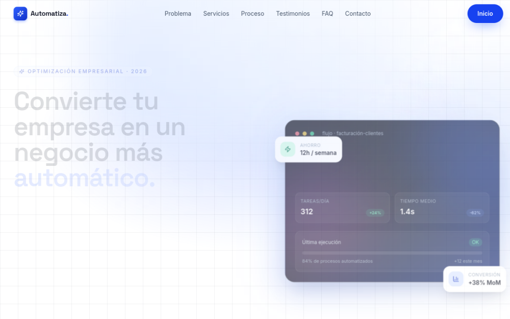 Captura de landing de automatización
