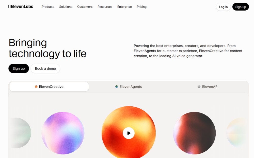ElevenLabs — AI Startup Website example
