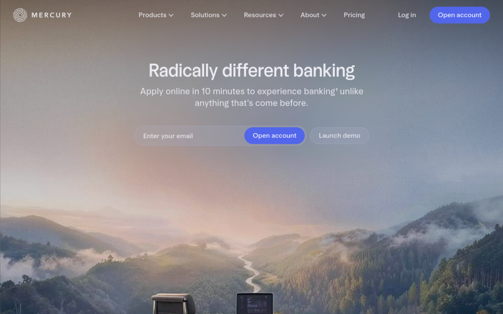 Mercury — Fintech Website example