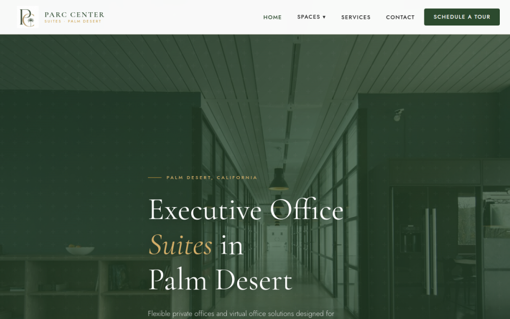 Parc Center Suites website screenshot