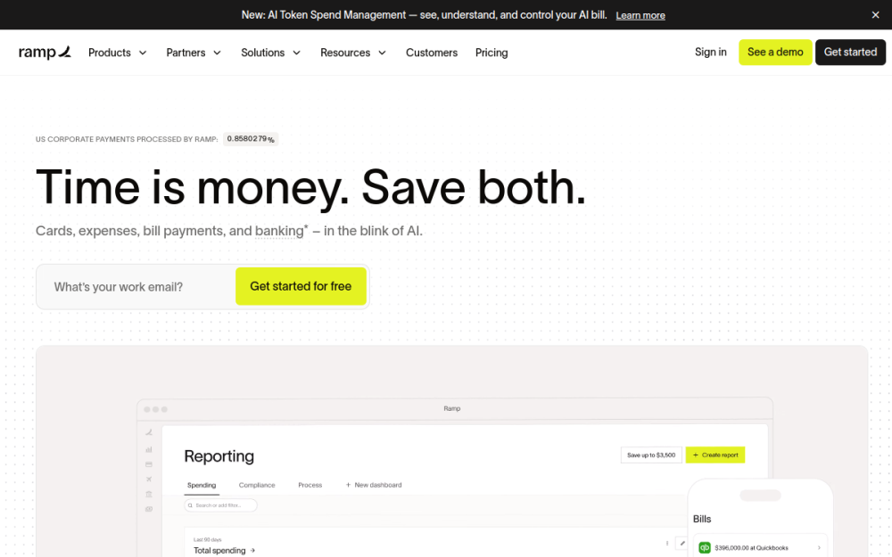 Ramp — Fintech Website example