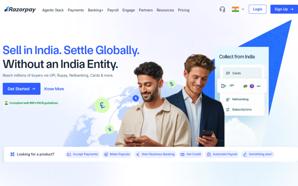 Razorpay — Fintech Website example