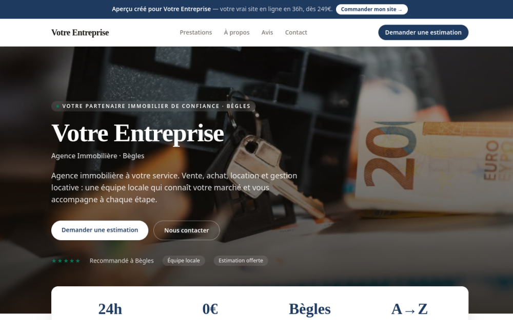 Agence digitale pour agence immobilière à Bègles — création de site internet agence immobilière à Bègles