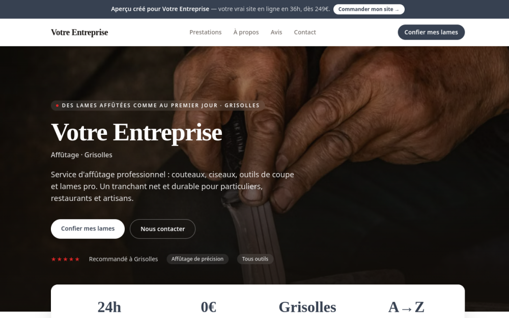 Agence digitale pour affûtage à Grisolles — création de site internet affûtage à Grisolles