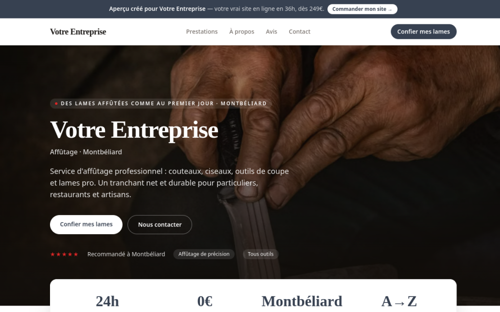 Agence digitale pour affûtage à Montbéliard — création de site internet affûtage à Montbéliard