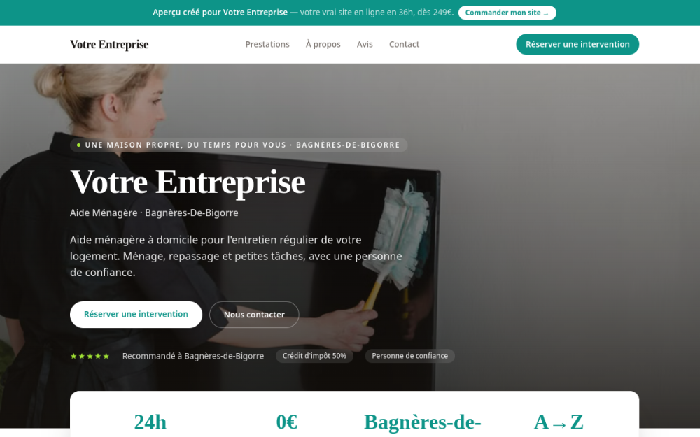 Agence digitale pour aide ménagère à Bagnères-de-Bigorre — création de site internet aide ménagère à Bagnères-de-Bigorre