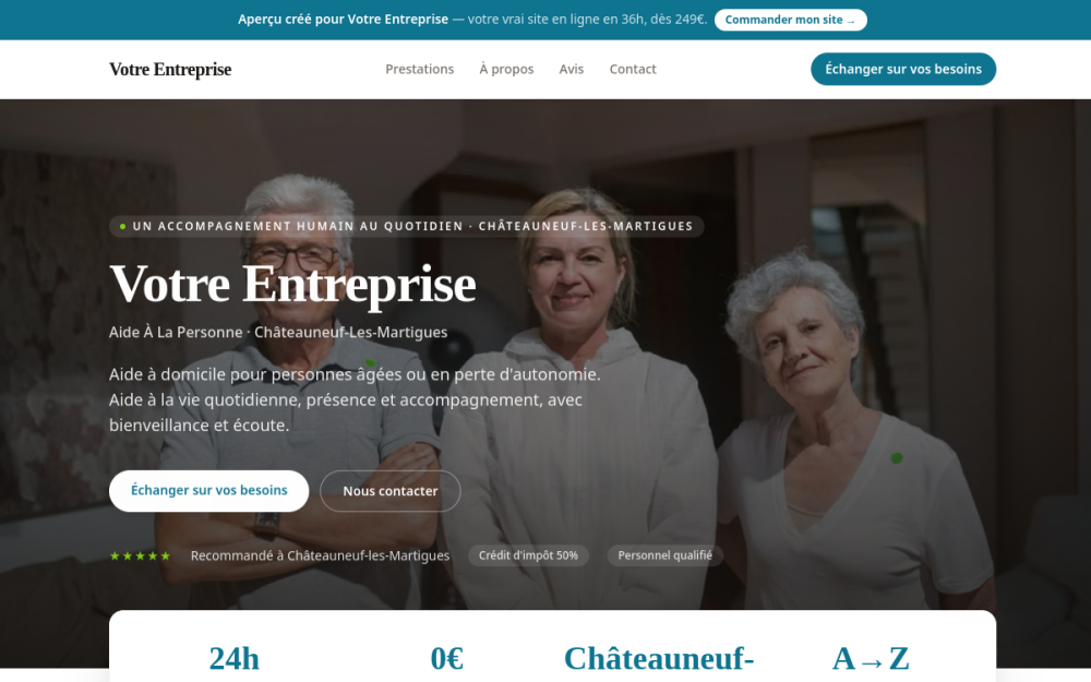Agence digitale pour aide à la personne à Châteauneuf-les-Martigues — création de site internet aide à la personne à Châteauneuf-les-Martigues