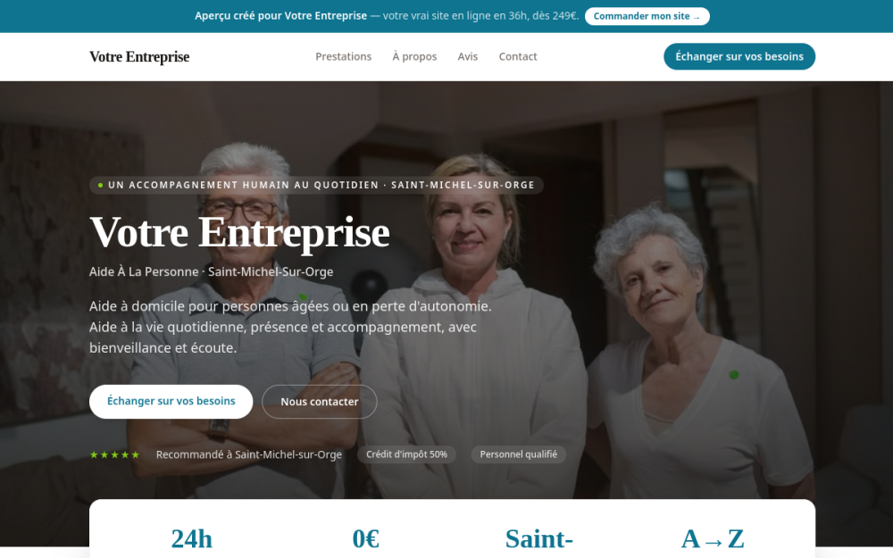 Agence digitale pour aide à la personne à Saint-Michel-sur-Orge — création de site internet aide à la personne à Saint-Michel-sur-Orge