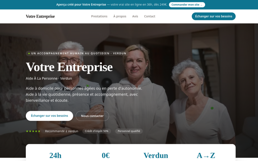 Agence digitale pour aide à la personne à Verdun — création de site internet aide à la personne à Verdun