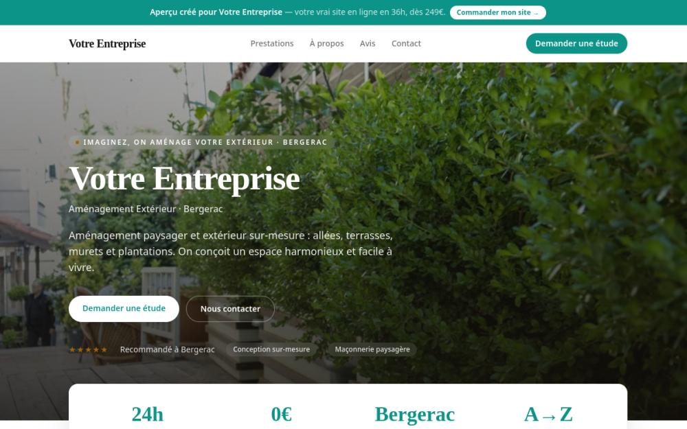Agence digitale pour aménagement extérieur à Bergerac — création de site internet aménagement extérieur à Bergerac